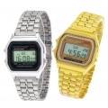 Retro Digitaluhr Unisex Gold + Silber 2 STCK Bild 1