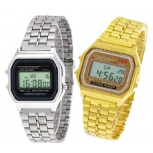 Retro Digitaluhr Unisex Gold + Silber 2 STCK Bild 1