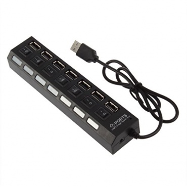 Jiam Schwarz Highspeed 7 Ports USB 2.0 Hub onhe Netzteil Bild 1