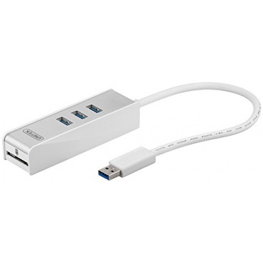 3 Port USB - HUB 3.0 mit Cardreader wei/silber Bild 1