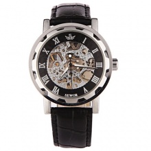 YESURPRISE Damen Mechanikuhr shwarz Leder mit Etui Bild 1