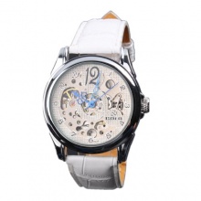 YESURPRISE Damen Mechanikuhr Leder wei Bild 1