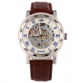 YESURPRISE Damen Mechanikuhr Leder braun wei mit Etui Bild 1