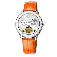 ufengke automatische mechanische tourbillon strass mond lederband orange Bild 1