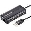 Ugreen 3 Ports USB 2.0 Hub 10/100Mbps Ethernet Schwarz Bild 1