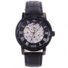 YESURPRISE Damen Mechanikuhr Leder schwarz Bild 1