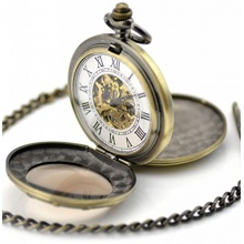 Unendlich U Skelett aus Stahl Bronze Damen Taschenuhr Bild 1