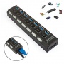 Tomeasy Hi Speed 7 Fach Port USB 3.0 Hub Power Adapter Schwarz Bild 1