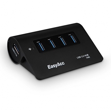 EasyAcc Super Speed USB 3.0 4 Port Hub, Aluminum Hub Schwarz Bild 1