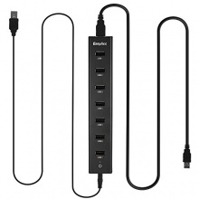 EasyAcc USB 2.0 7 Port Hub Bus self powered 2-in-1 Schwarz Bild 1