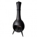Groer schwarzer gusseiserner Terrassenofen / Gartenofen mit Deckel, Hhe 150 cm Bild 1