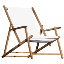 Jan Kurtz Deckchair weiss Teak Holz klappbar Bild 1