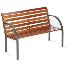 Gartenbank Stahl Holz  2 er 122cm anthrazit Bild 1