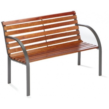 Gartenbank Stahl Holz  2 er 122cm anthrazit Bild 1