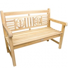 Gartenbank 120cm Teakholz Messing verchromt Bild 1