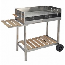 Grill XXL Edelstahl Grillwagen Holzkohlegrill fahrbar mit Holzablage Bild 1