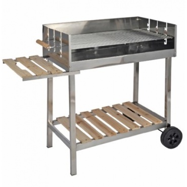 Grill XXL Edelstahl Grillwagen Holzkohlegrill fahrbar mit Holzablage Bild 1