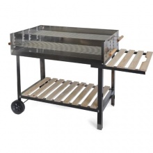 Edelstahl BBQ Holzkohle Grill mit Trolleyfunktion 145x92x60cm Bild 1