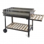 Edelstahl BBQ Holzkohle Grill mit Trolleyfunktion 145x92x60cm Bild 1