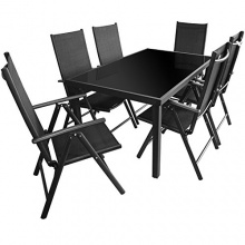 7tlg.Gartengarnitur 150x90cm Alu  Schwarz Bild 1