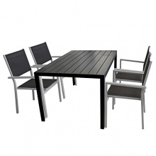 5tlg.Gartengarnitur 150x90cm Polywood Alu Schwarz  Bild 1