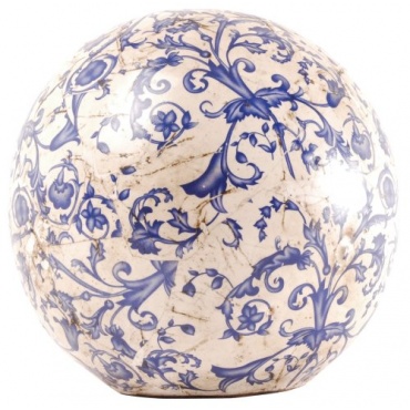 Esschert Design Dekokugel, Gartenkugel aus Keramik in blau-wei, Gre L,  ca. 18 cm Bild 1