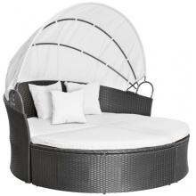 Polyrattan Gartenliege Sonnendach Bild 1