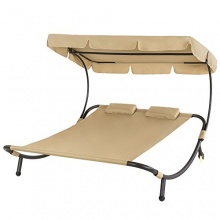 TecTake Gartenliege Doppel Sonnendach beige  Bild 1