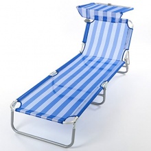 Gartenliege Sonnendach 188x60x30cm blau wei Bild 1