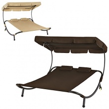 TecTake Gartenliege 2er Sonnendach Braun Bild 1