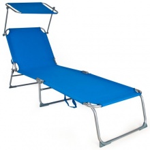 TecTake Gartenliege Sonnendach 190cm blau Bild 1