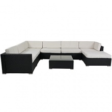 Gartenlounge Polyrattan schwarz Bild 1