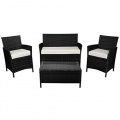 Gartenlounge 7tlg. Rattan Titan Schwarz Bild 1