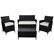 Gartenlounge 7tlg. Rattan Titan Schwarz Bild 1