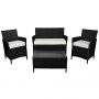 Gartenlounge 7tlg. Rattan Titan Schwarz Bild 1