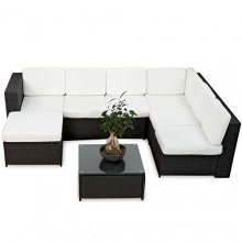 20tlg.Gartenlounge Polyrattan handgeflochten schwarz Bild 1