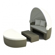 Gartenlounge grau beige Polyrattan Bild 1