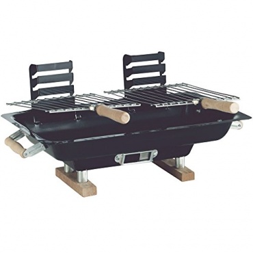 Hibachi BBQ Tischgrill aus Stahlblech, mit 2 Grillflächen, 47 x 26 cm  Bild 1