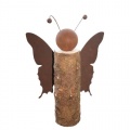 Gartenfigur Schmetterling auf Baumstamm Rost 40cm Bild 1