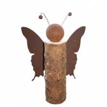 Gartenfigur Schmetterling auf Baumstamm Rost 40cm Bild 1