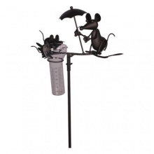 Niedlicher Gartenstecker Muse mit Regenschirm Bild 1