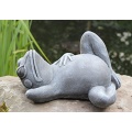 Steinfigur Frosch liegend Steinguss Schiefergrau Bild 1
