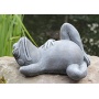 Steinfigur Frosch liegend Steinguss Schiefergrau Bild 1