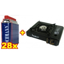 Gaskocher Campingkocher, Koffer, 28 x Gaskartuschen 227g von Kochmann Bild 1