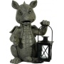 Drachen Gartenfigur Drachenkind mit Laterne Teelicht Bild 1