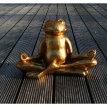 GOLDENER GLCKS FROSCH IM LOTUSSITZ MEDITIEREND, Yoga, Feng-Shui Bild 1