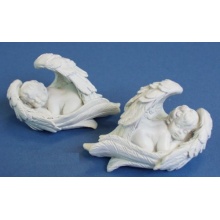 Gartenfigur, Grabdeko Engel liegend im Flgel 2er Set Bild 1