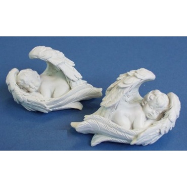 Gartenfigur, Grabdeko Engel liegend im Flügel 2er Set Bild 1