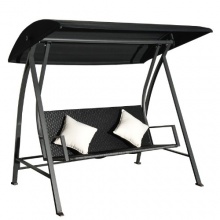 3-Sitzer Hollywoodschaukel Polyrattan 360kg Schwarz Bild 1