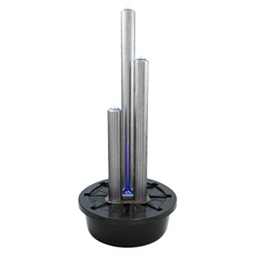 121cm/100cm Sulenbrunnen aus gebrstetem Edelstahl mit LED-Beleuchtung Bild 1